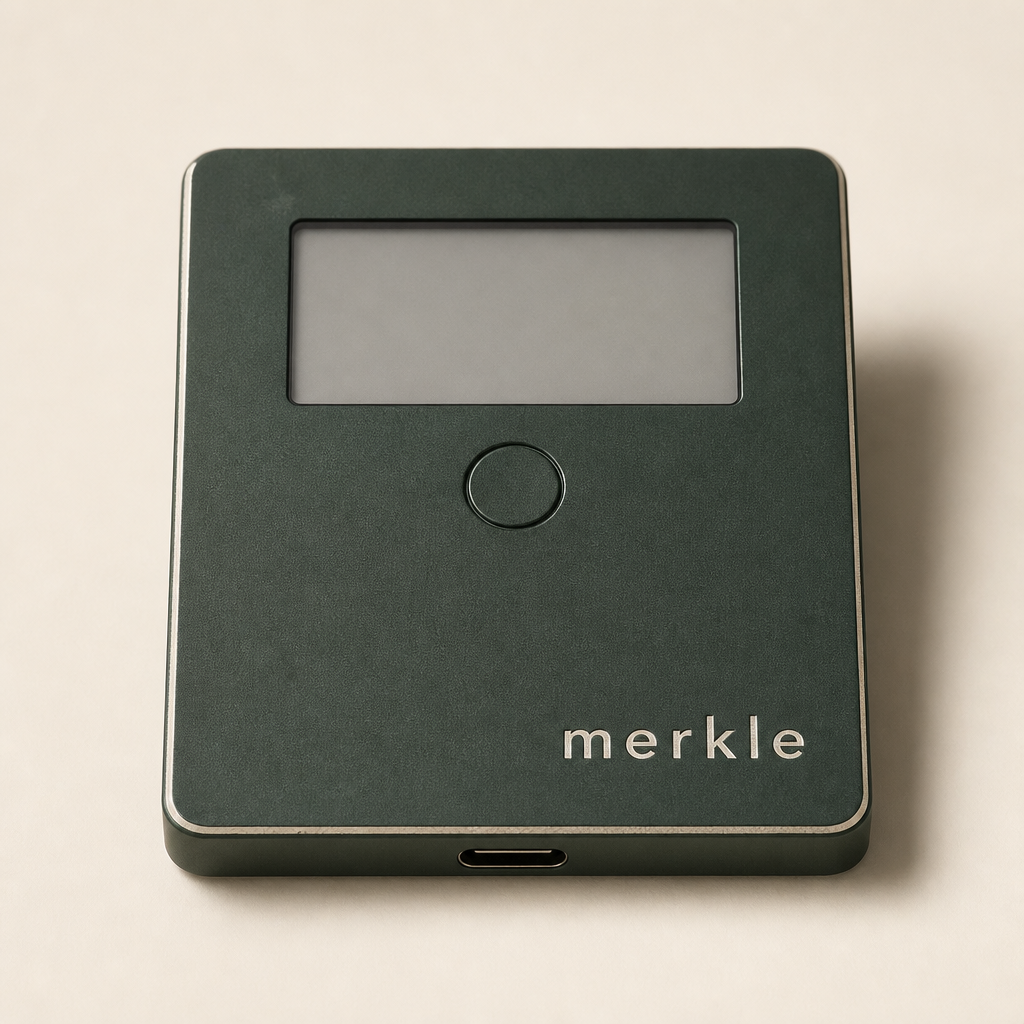 Front face of Merkle with the e-ink screen off